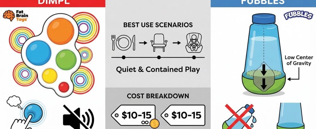 Dimpl vs Fubbles No-Spill Bubble Tumbler: Two Completely Different Toys
