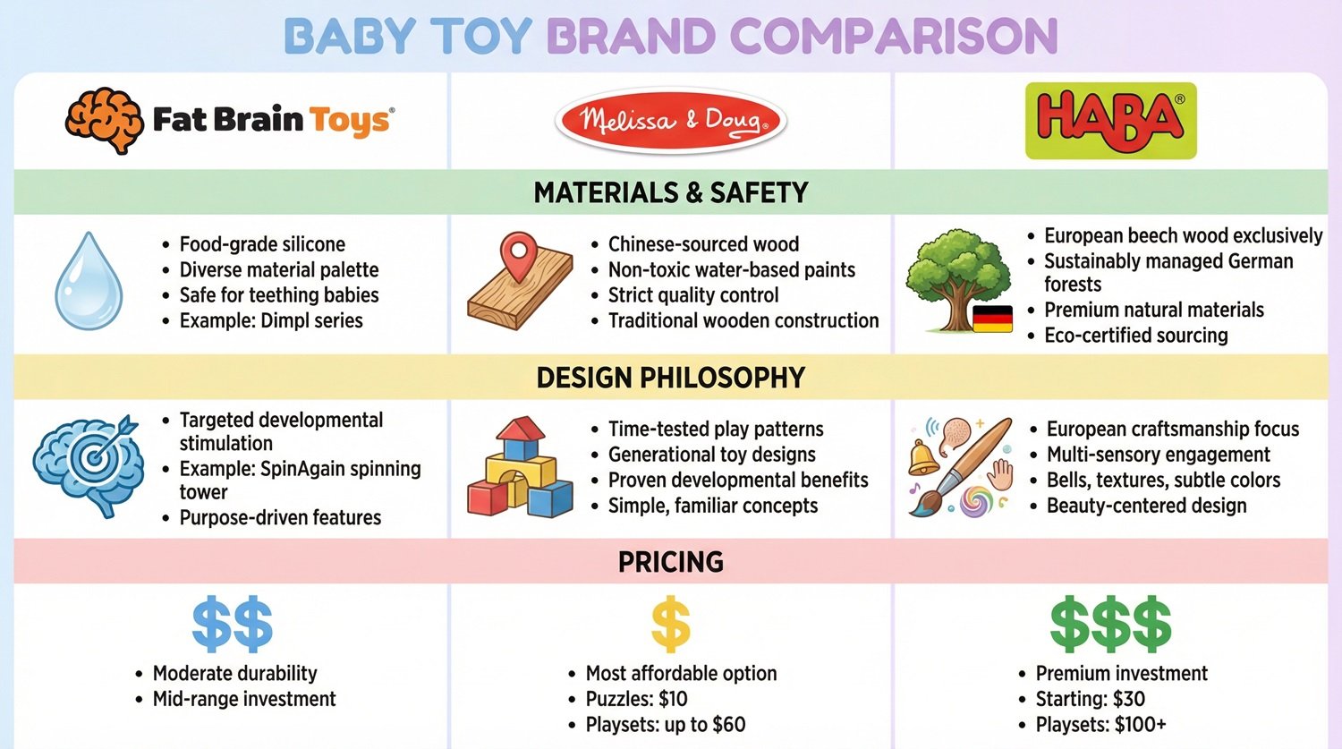 Fat Brain Toys vs Melissa & Doug vs HABA: Which Brand Builds Better Baby Brains?